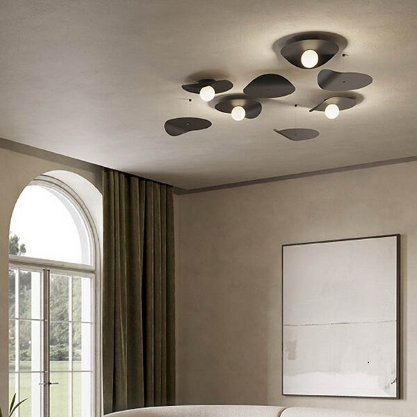 Stropní Lampa kdln, Flow, stmívatelné, Černá, Obývací pokoj, Kov, Design