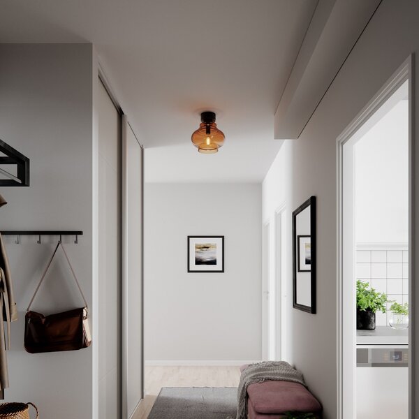 Stropní Lampa By Rydéns, Dolores, stmívatelné, Hnědá / Rezavá, Obývací pokoj, Sklo, Skandinávský