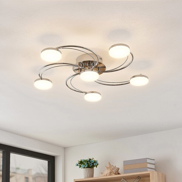 Stropní Lampa Lindby, Rouven, Metalická, Obývací pokoj, Kov, Moderní