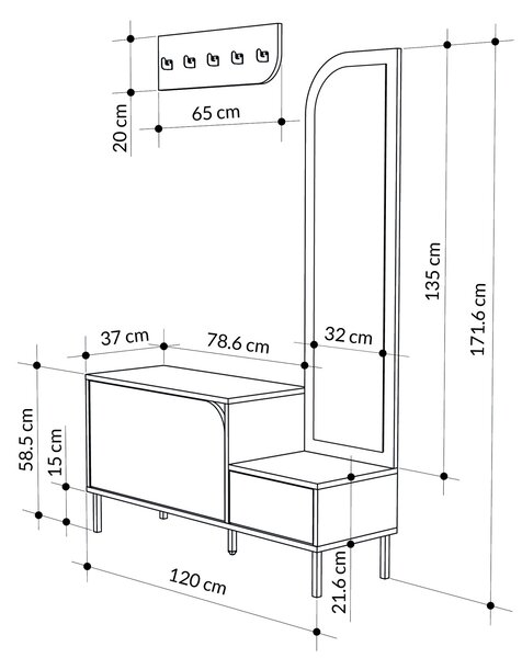 Moderní předsíňová stěna Houseland Mila bílá