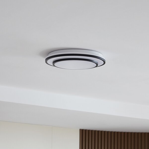 Stropní Lampa Lindby, Duala, stmívatelné, Černá, Obývací pokoj, Plast
