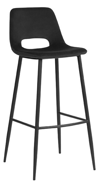 Černá sametová barová židle Boor