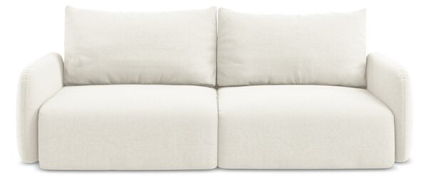Krémová sametová rozkládací/s úložným prostorem pohovka 238 cm Kalena – Makamii