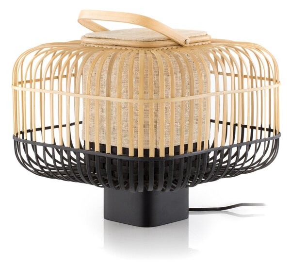 Stolní lampa Forestier, Bamboo Square S, Černá, Obývací pokoj, Bambus, Design