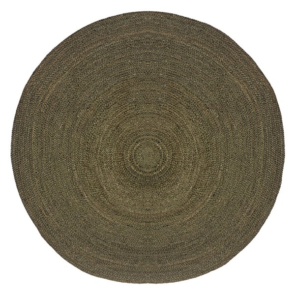 Zelený kulatý koberec Braos XL z juty, 150x150 cm