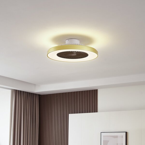 Stropní Lampa Lindby, Teleo, stmívatelné, Zlatá / mosazná, Obývací pokoj, Plast, Moderní