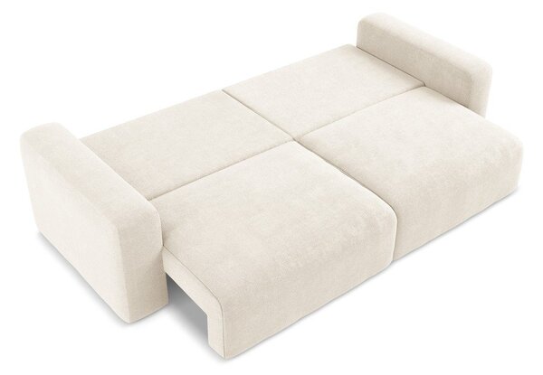 Krémová žinylková rozkládací/s úložným prostorem pohovka 252 cm Kona – Makamii
