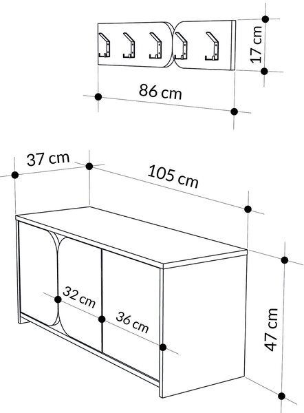 Předsíňová stěna Houseland Moni bílá/dub tmavý
