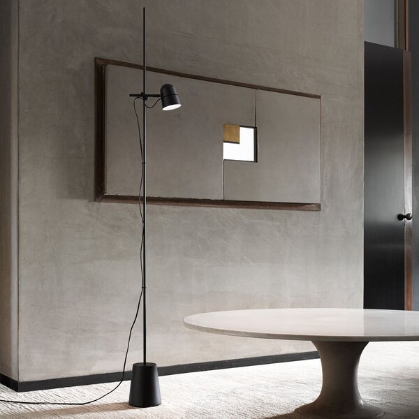 Stojací Lampa Luceplan, Counterbalance, stmívatelné, Černá, Obývací pokoj, Kov, Design
