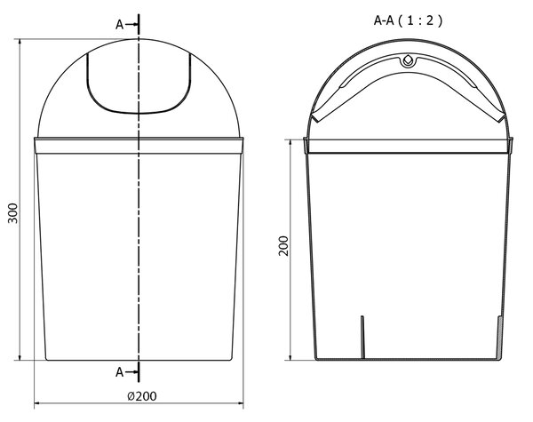 Aqualine Aqualine, Odpadkový koš výklopný, 5 l, plast, bílá, 20309