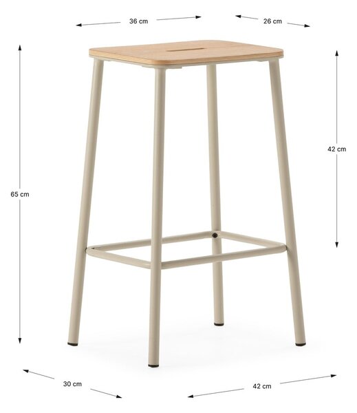 Krémové barové stoličky v sadě 2 ks (výška sedáku 65 cm) Abba – Marckeric
