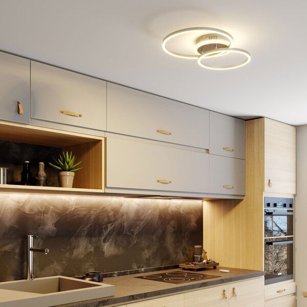 Stropní Lampa Lindby, Edica, stmívatelné, Šedá, Obývací pokoj, Kov, Moderní