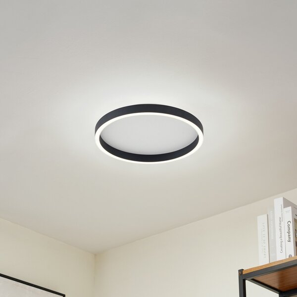 Stropní Lampa Lucande, Rotundo, stmívatelné, Černá, Jídelna, Plast, Moderní