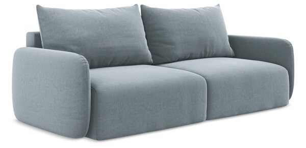 Modrá sametová rozkládací/s úložným prostorem pohovka 238 cm Kalena – Makamii