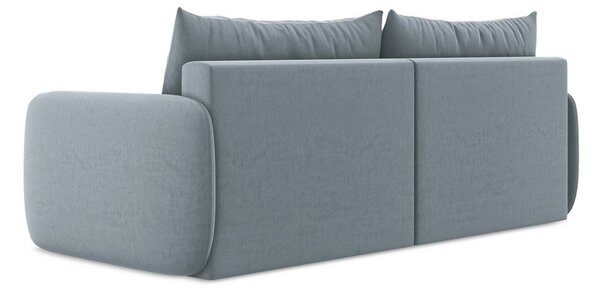 Modrá sametová rozkládací/s úložným prostorem pohovka 238 cm Kalena – Makamii