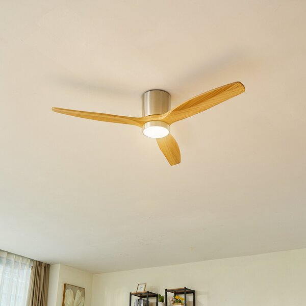 Faipari LED Stropní ventilátor Nikkel/Dřevo - Lucande Lucande, Faipari, Dřevo, Obývací pokoj, Dřevo, Moderní