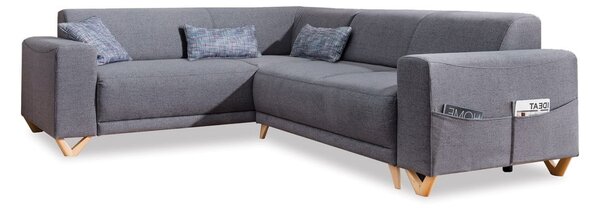 Šedá rozkládací/s úložným prostorem rohová pohovka (levý roh/do L) Classy Sophie – Miuform