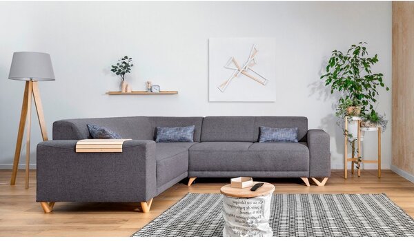 Šedá rozkládací/s úložným prostorem rohová pohovka (levý roh/do L) Classy Sophie – Miuform