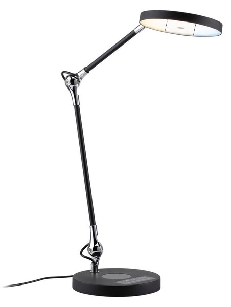 Stolní lampa Paulmann, Numis, stmívatelné, Černá, Pracovna, Hliník, Moderní
