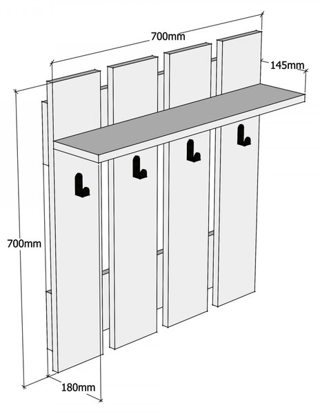 Hanah Home Nástěnný věšák Mita 70 cm hnědý/černý