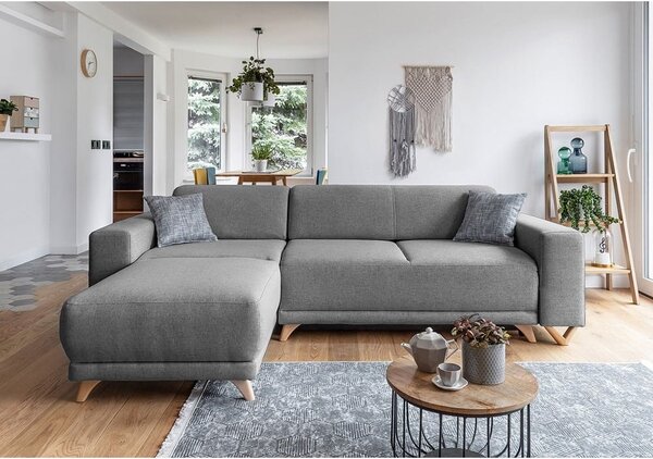 Šedá rozkládací/s úložným prostorem rohová pohovka Classy Sophie – Miuform