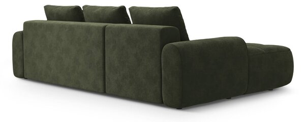 Zelená sametová rozkládací/s úložným prostorem rohová pohovka (levý roh/s lenoškou) Linz – Cosmopolitan Design