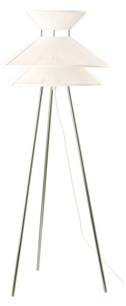 Stojací Lampa FRANDSEN, Kiku, Bílá, Obývací pokoj, Tkanina / Textil