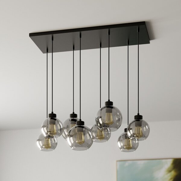 Závěsná svítidlo TK Lighting, Cubus, stmívatelné, Šedá, Obývací pokoj, Sklo, Moderní