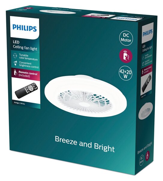 Stropní Lampa Philips, Amigo, stmívatelné, Bílá, Obývací pokoj, Plast, Moderní