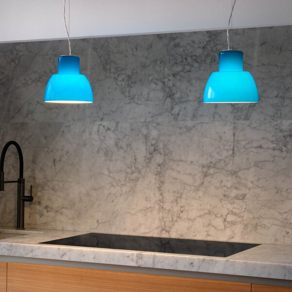 Závěsná svítidlo Nemo Lighting, Lorosae, stmívatelné, Modrá, Obývací pokoj, Sklo