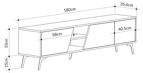 TV stolek Houseland FIONA 180 cm dub safírový/bílý