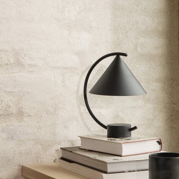 Stolní lampa ferm LIVING, Meridian, stmívatelné, Černá, Obývací pokoj, Kov, Design
