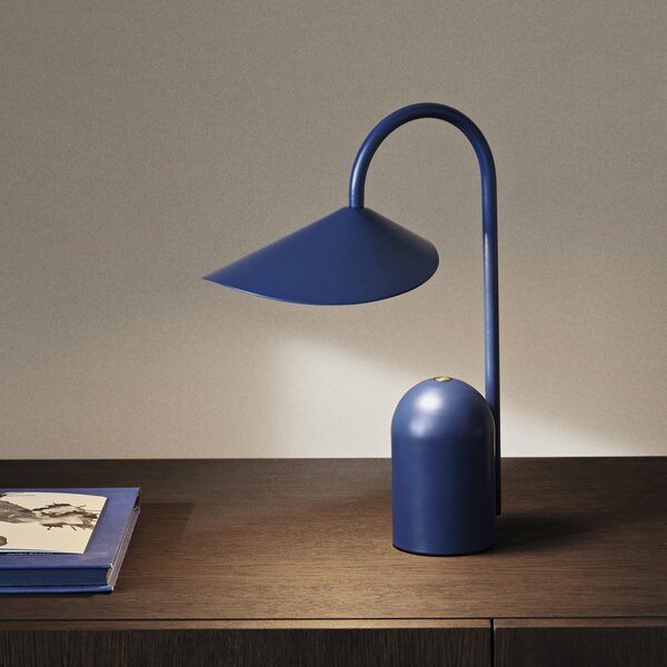 Stolní lampa ferm LIVING, Arum, stmívatelné, Modrá, Terasa, Kov, Design
