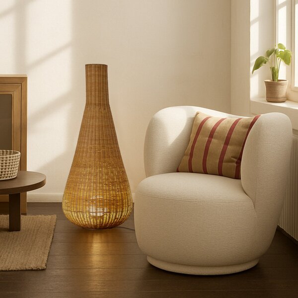 Stojací Lampa Lucande, Takeo, Dřevo, Obývací pokoj, Dřevo, Boho