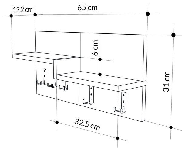 Věšák Houseland HARMON Lagina - šedý kámen/tmavá káva
