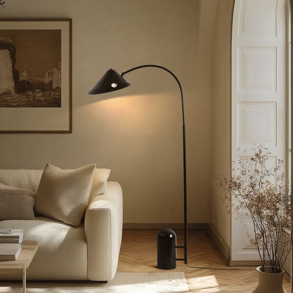 Stojací Lampa Lucande, Alviero, Černá, Obývací pokoj, Kov, Vintage