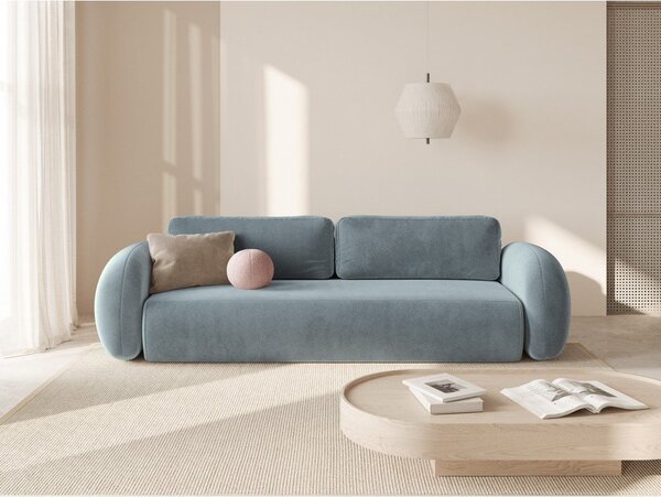 Šedomodrá sametová rozkládací/s úložným prostorem pohovka 262 cm Tonale – Cosmopolitan Design
