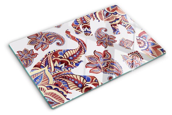 Krájecí prkénko skleněné Paisley motiv s květinami ddk-nr-wm-00005834