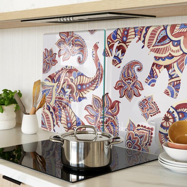 Krájecí prkénko skleněné Paisley motiv s květinami ddk-nr-wm-00005834