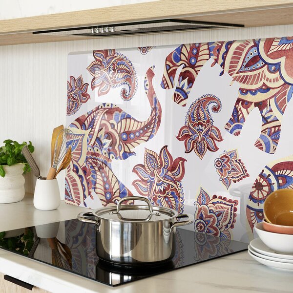 Krájecí prkénko skleněné Paisley motiv s květinami ddk-nr-wm-00005834