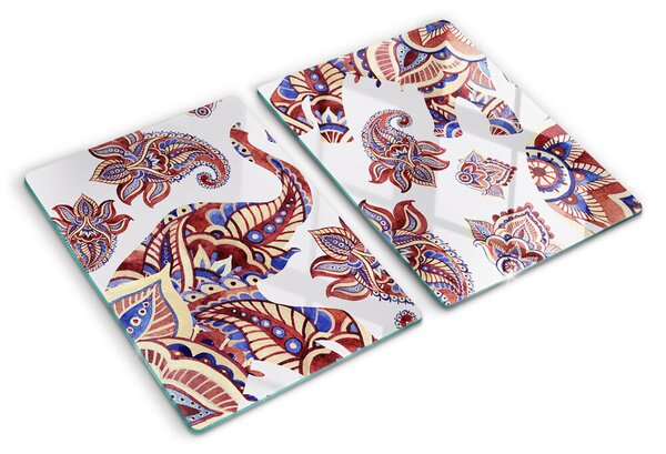 Krájecí prkénko skleněné Paisley motiv s květinami ddk-nr-wm-00005834