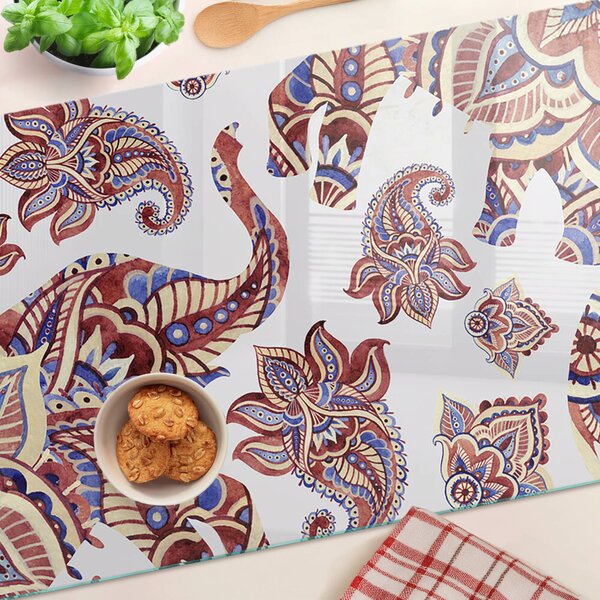 Krájecí prkénko skleněné Paisley motiv s květinami ddk-nr-wm-00005834