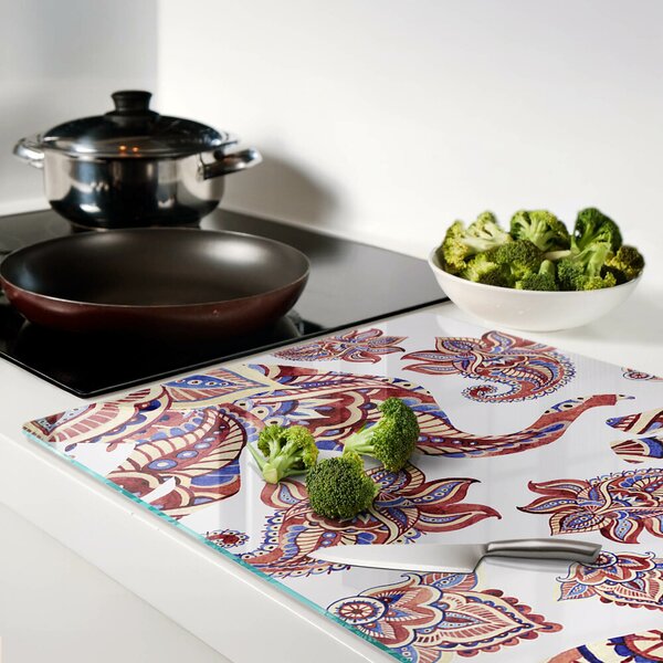 Krájecí prkénko skleněné Paisley motiv s květinami ddk-nr-wm-00005834