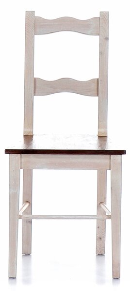 Židle kolorovaná v odstínu krémové barvy s hnědě mořeným sedákem