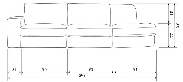 -25 % Dny MOMENTI– WOOOD Pohovka Flaireen 298 cm, pravá