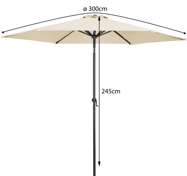 Deuba Zahradní slunečník Ø300 cm - béžový