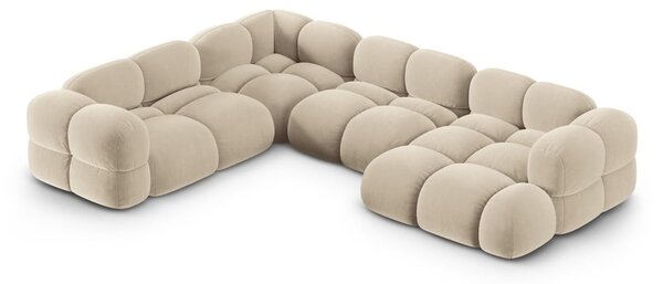 Béžová sametová rohová pohovka (levý roh/do "U") Loretto – Cosmopolitan Design
