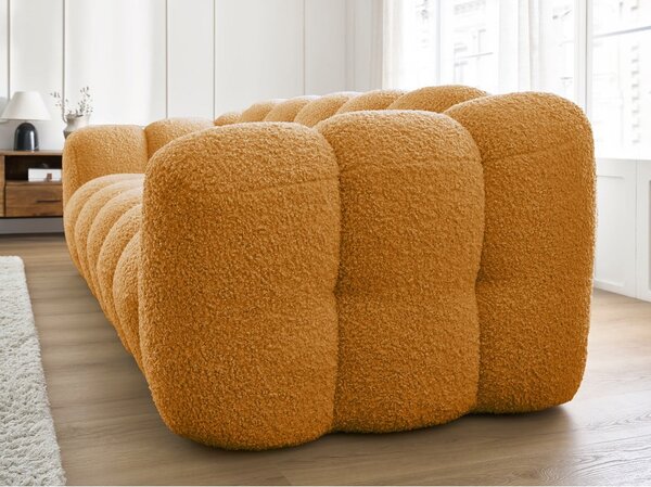 Pohovka z textilie bouclé v hořčicové barvě 232 cm Hippolyte – Bobochic Paris