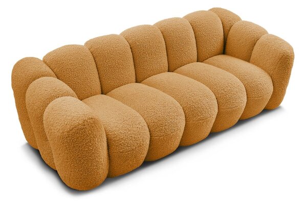 Pohovka z textilie bouclé v hořčicové barvě 232 cm Hippolyte – Bobochic Paris