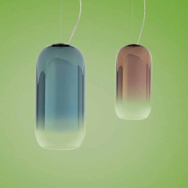 Závěsná svítidlo Artemide, Gople, stmívatelné, Modrá, Obývací pokoj, Sklo, Design